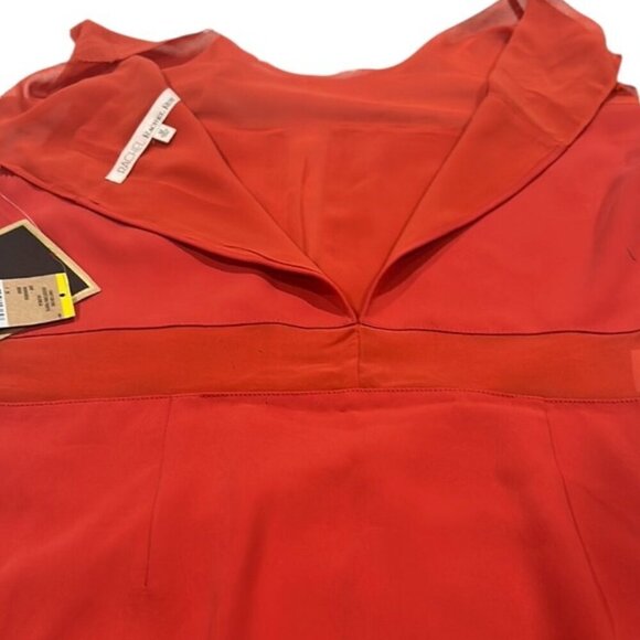 RACHEL Rachel Roy Orange Midi Sheath Dress Medium NWT Sheer Panel Cocktail - Picture 10 of 13